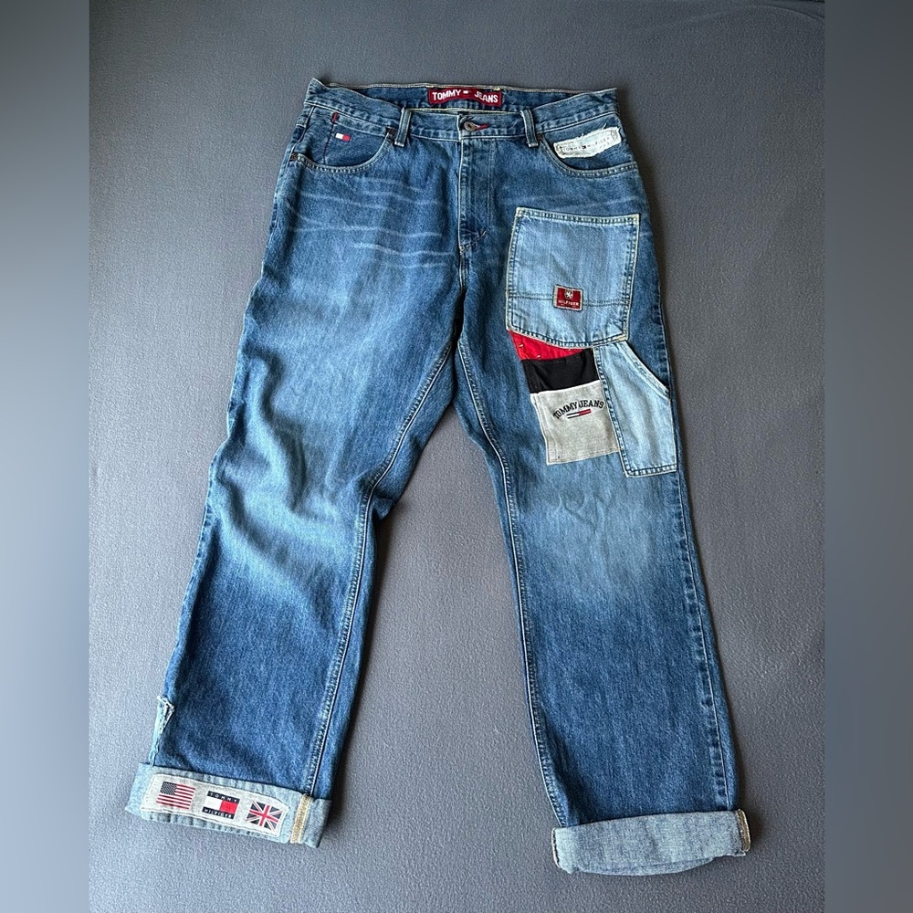 Tommy Hilfiger Men's Vintage Jeans  90s Carpenter Skate Wide Leg Embroidery Jnco